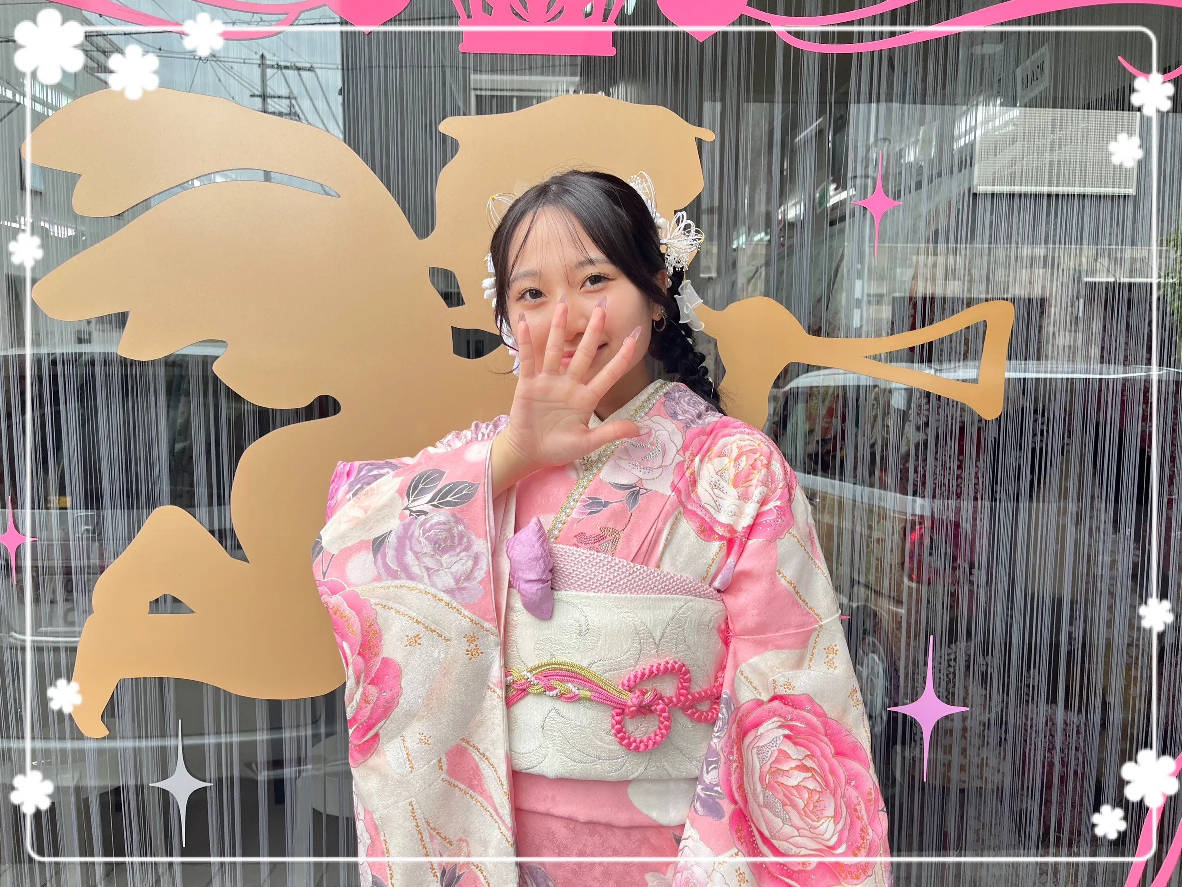 成人式 振袖 前撮り撮影会 ヘップバーン ピンク/紫 バラ柄/リボン柄/ドット柄 かわいい お洒落 人気 かわいい 写真映えする振袖