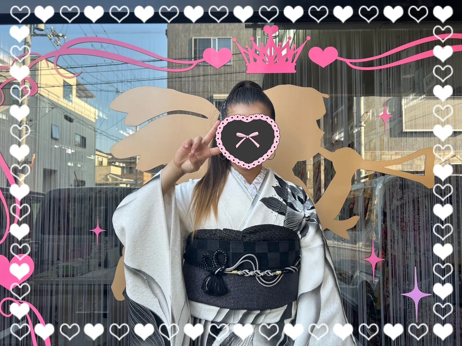 成人式　振袖　前撮り撮影会　かっこいい　綺麗　白　大柄