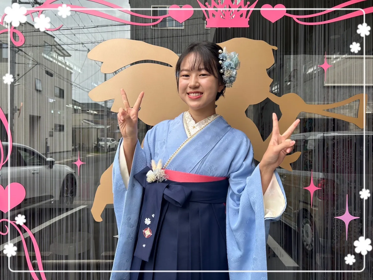 袴 前撮り撮影会 可愛い おしゃれ 持ち込み 青 シンプル ピンク 華やか