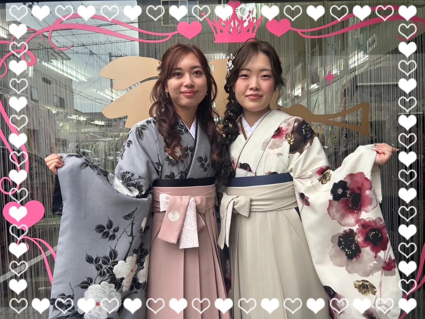 袴 前撮り撮影会 可愛い おしゃれ そしてゆめブランド袴 古典柄 グレー/ダスティーカラー 牡丹柄 大人っぽい ブーツスタイル