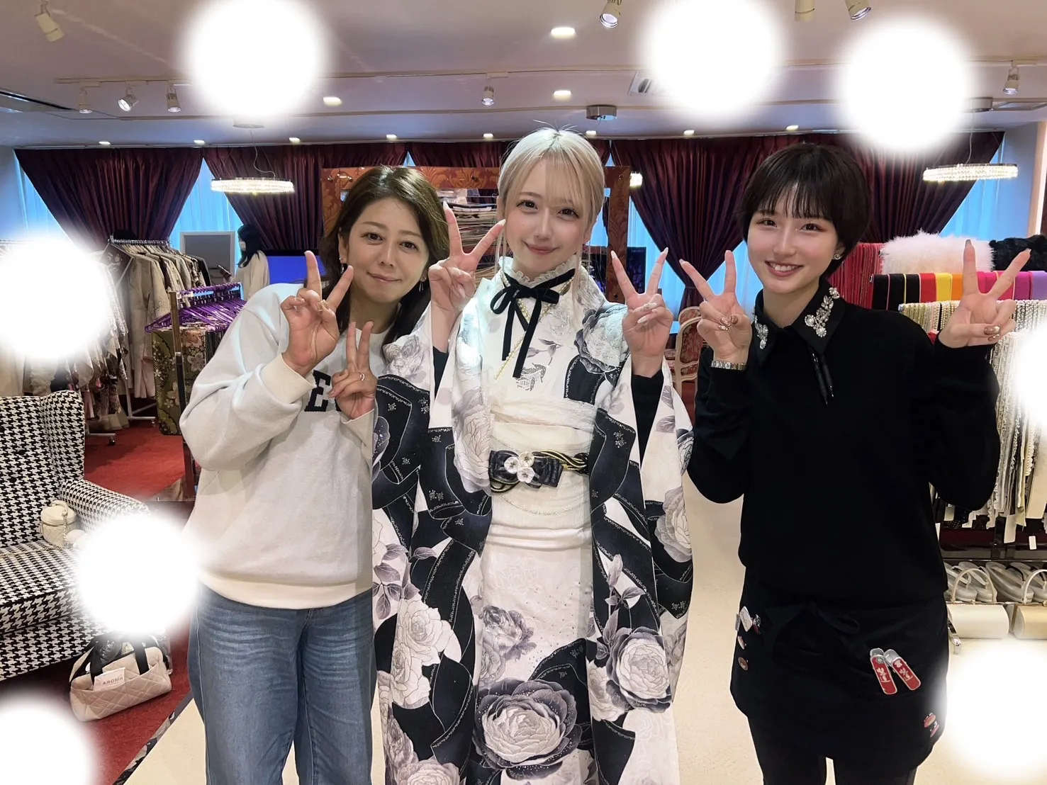 成人式 前撮り 梅田 振袖レンタル 袴レンタル ヘップバーン キラキラ かわいい 白 黒