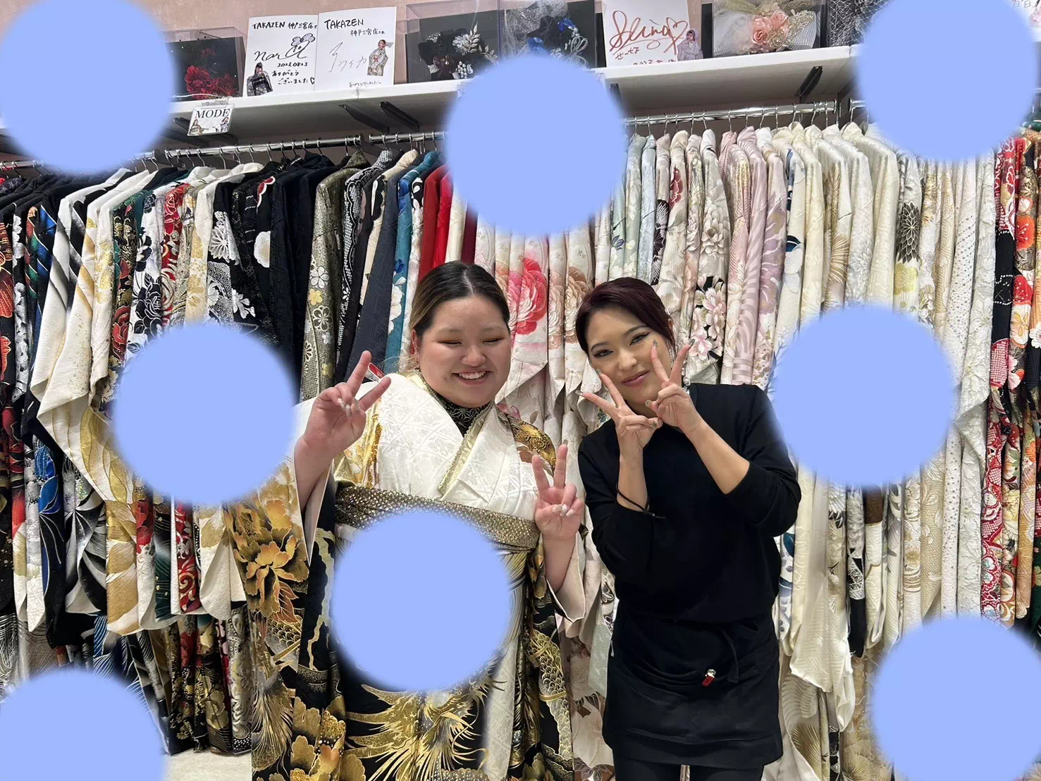 TAKAZEN神戸店 キラキラ 派手 ジャパンモード カッコイイ 前撮り撮影会 イマドキ カワイイ コディネート 振袖 レンタル