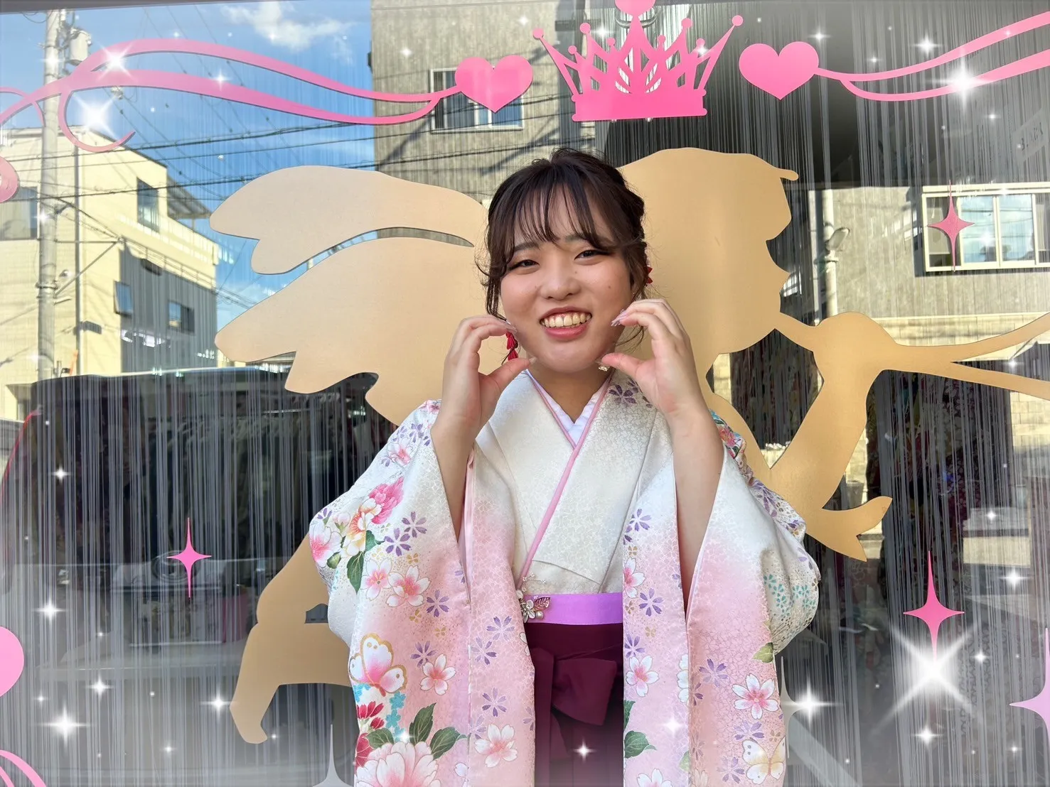卒業式 袴 前撮り撮影会 かわいい 小花柄 白 赤 ピンク キュート