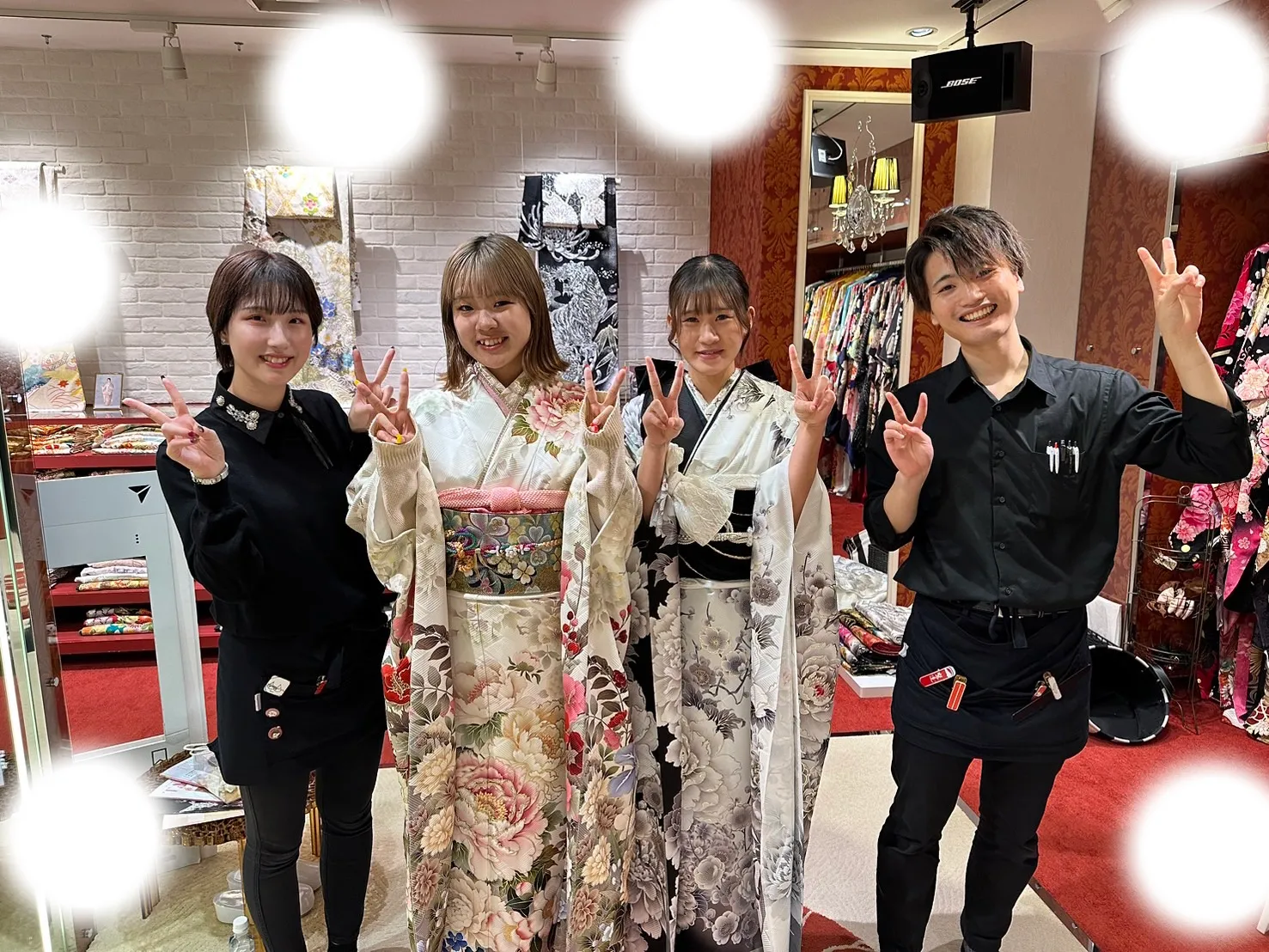 成人式 振袖 梅田 レンタル 可愛い 友達同士 ペア ピンク 黒