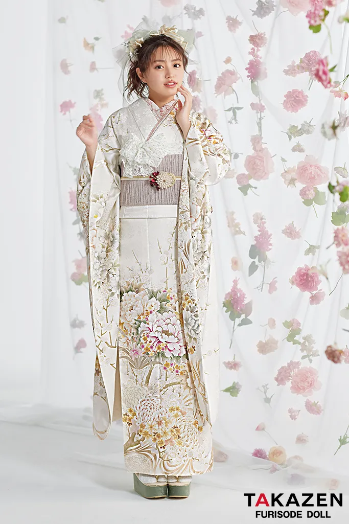 成人式振袖レンタル　くすみカラー　かわいい