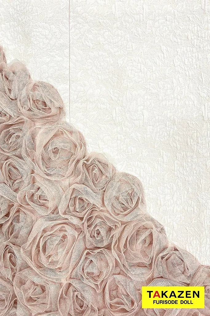 TAKAZENのレンタル振袖 最新作ヘップバーンローズ　ピンク　薔薇付き　立体花　かわいい　エレガント　人とかぶらない　ガーリー　レースインナー/ブーツスタイル　伊藤桃々【通販可】26008