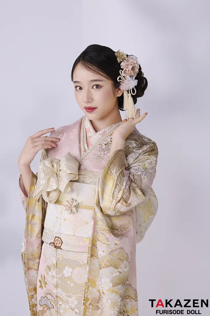 TAKAZENのレンタル振袖 高級古典　関芳/最高級金彩刺繍友禅　ピンク　レース　綺麗　桂由美振袖　天翔天音【通販可】26034