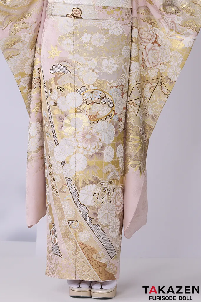 TAKAZENのレンタル振袖 高級古典　関芳/最高級金彩刺繍友禅　ピンク　レース　綺麗　桂由美振袖　天翔天音【通販可】26034