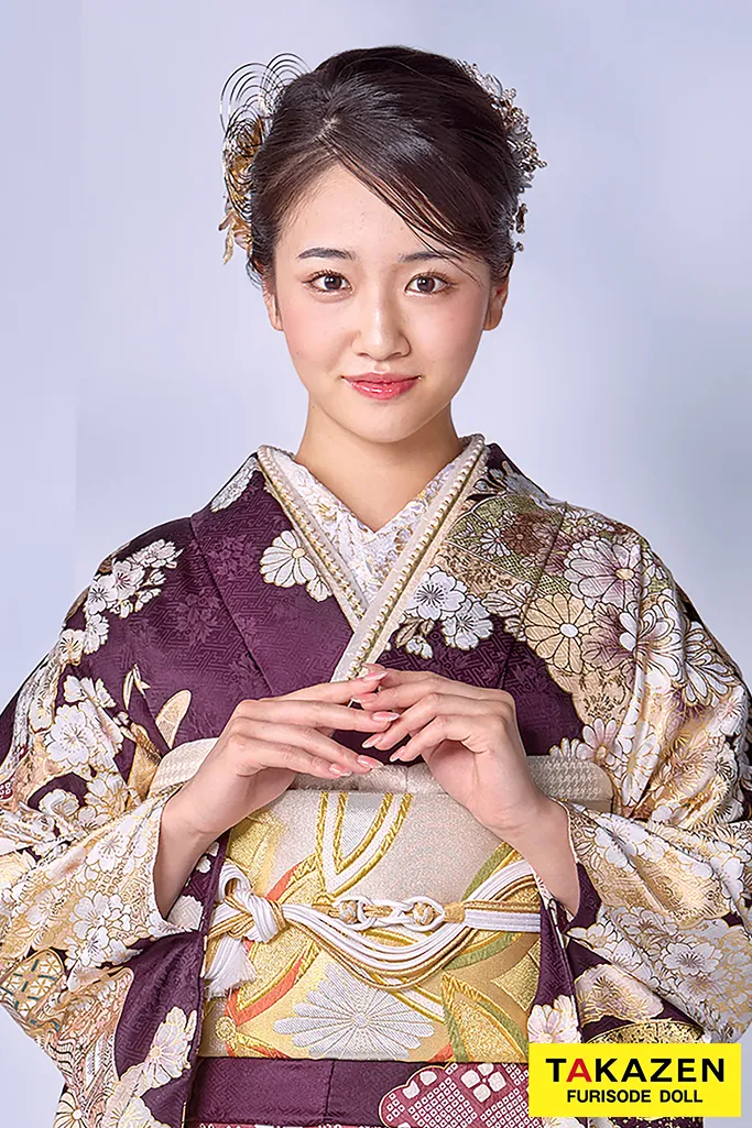 TAKAZENのレンタル振袖 プレミアム古典　関芳/最高級金彩刺繍友禅　紫/金　レース　綺麗　桂由美　大人っぽい　高級振袖　天翔愛【通販可】26035
