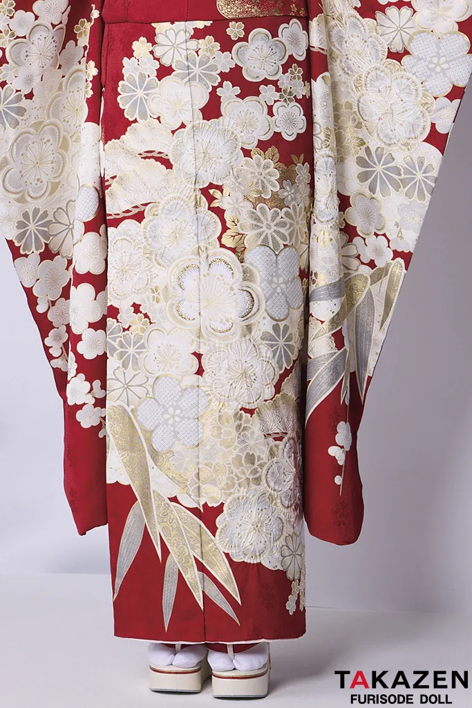 TAKAZENのレンタル振袖 最高級古典柄振袖　関芳/最高級金彩刺繍絞り友禅　赤　おしとやか　上品　かわいい振袖　天翔天音【通販可】26038
