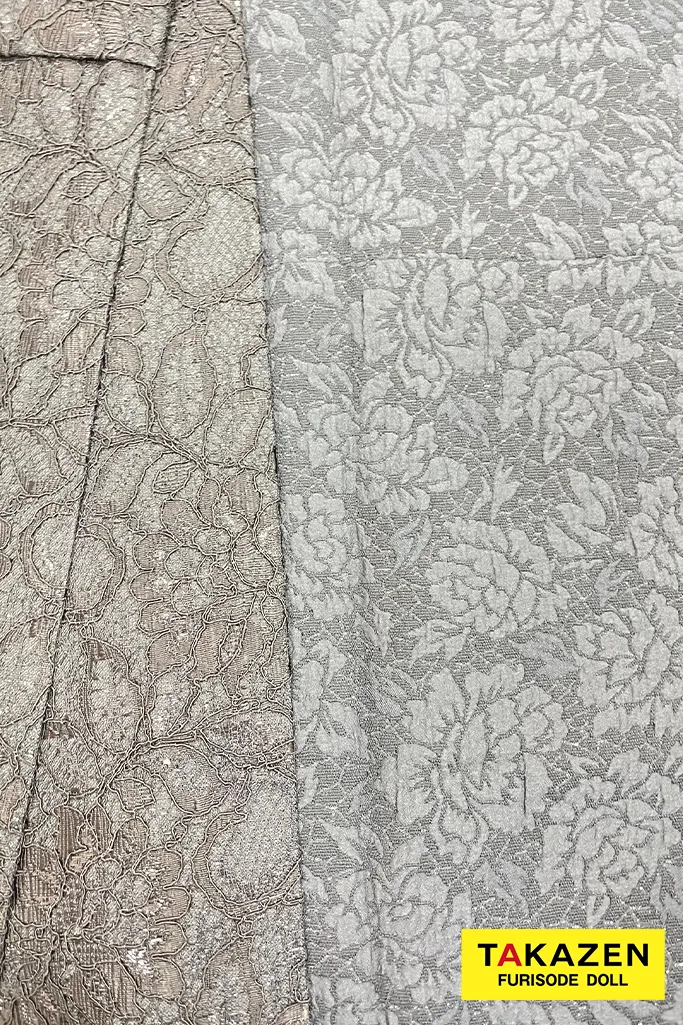 TAKAZENのレンタル振袖 最新作くすみカラーガーリー　ピンク/淡い色　無地　レース/ジャガード生地　かわいい振袖　フェミニン　量産型　レースインナーコーデ　葛西杏也菜【通販可】26055