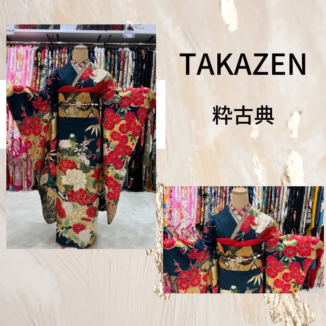 振袖 レンタル 成人式 神戸三宮 TAKAZEN 粋古典 牡丹 赤花 かっこいい
