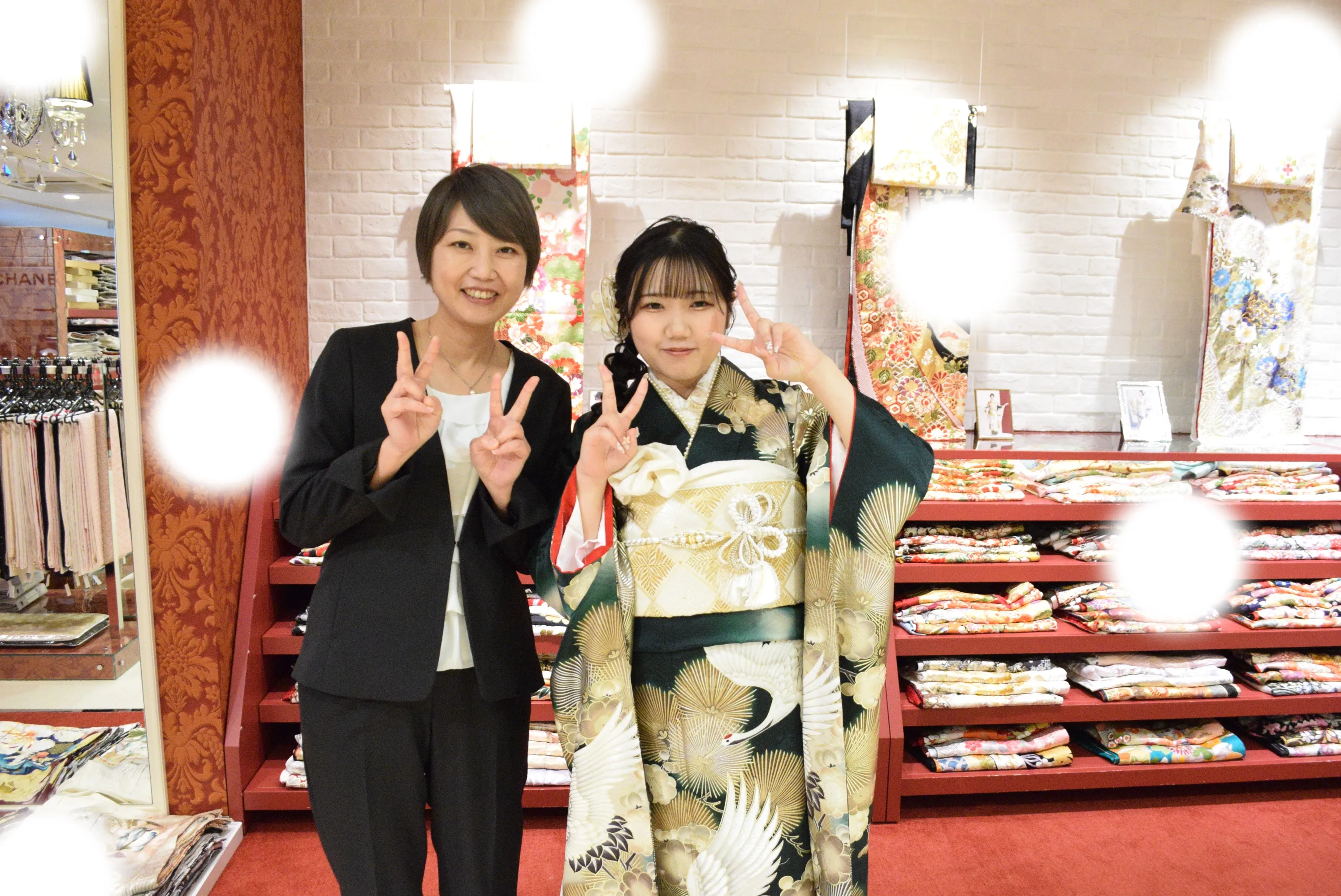 成人式　前撮り　梅田 ヴィンテージ　緑色　ブーツスタイル　オシャレ