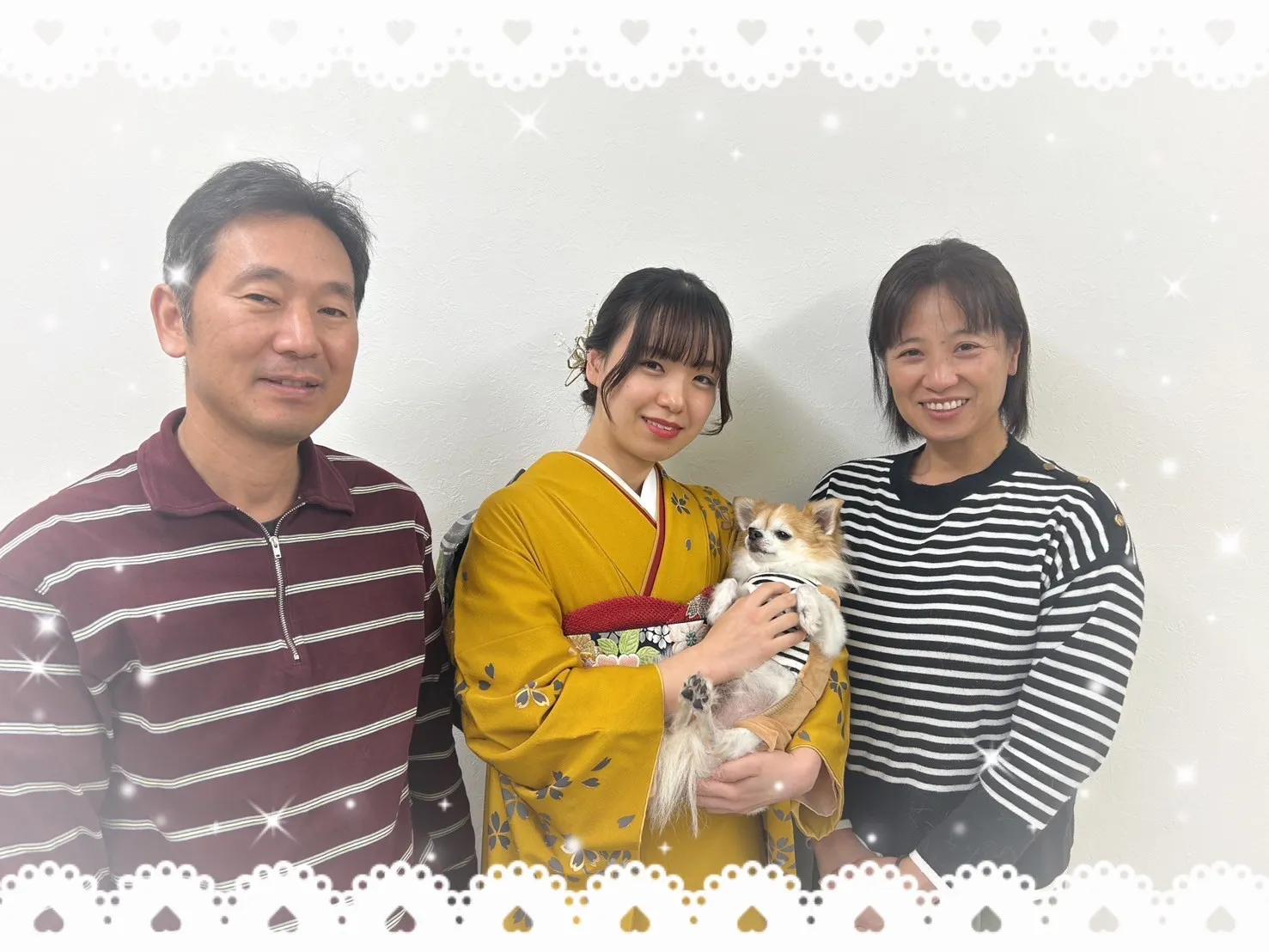 成人式 振袖 前撮り撮影会可愛い 持ち込み 緑 古典 華やか 犬 綺麗