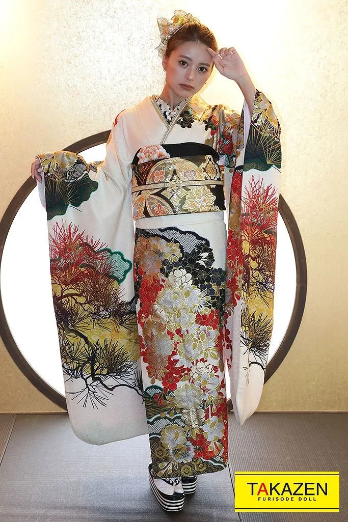 振袖レンタル 奈良 橿原 かわいい おしゃれ 個性派 かわいい かっこいい くすみ イマドキ ヘップバーンコスメカラー 水色/白/ミスティブルー バラ柄/ブーケ柄 かわいい エレガント リボン キラキラ おしゃれ 香音ちゃん【通販可】25003