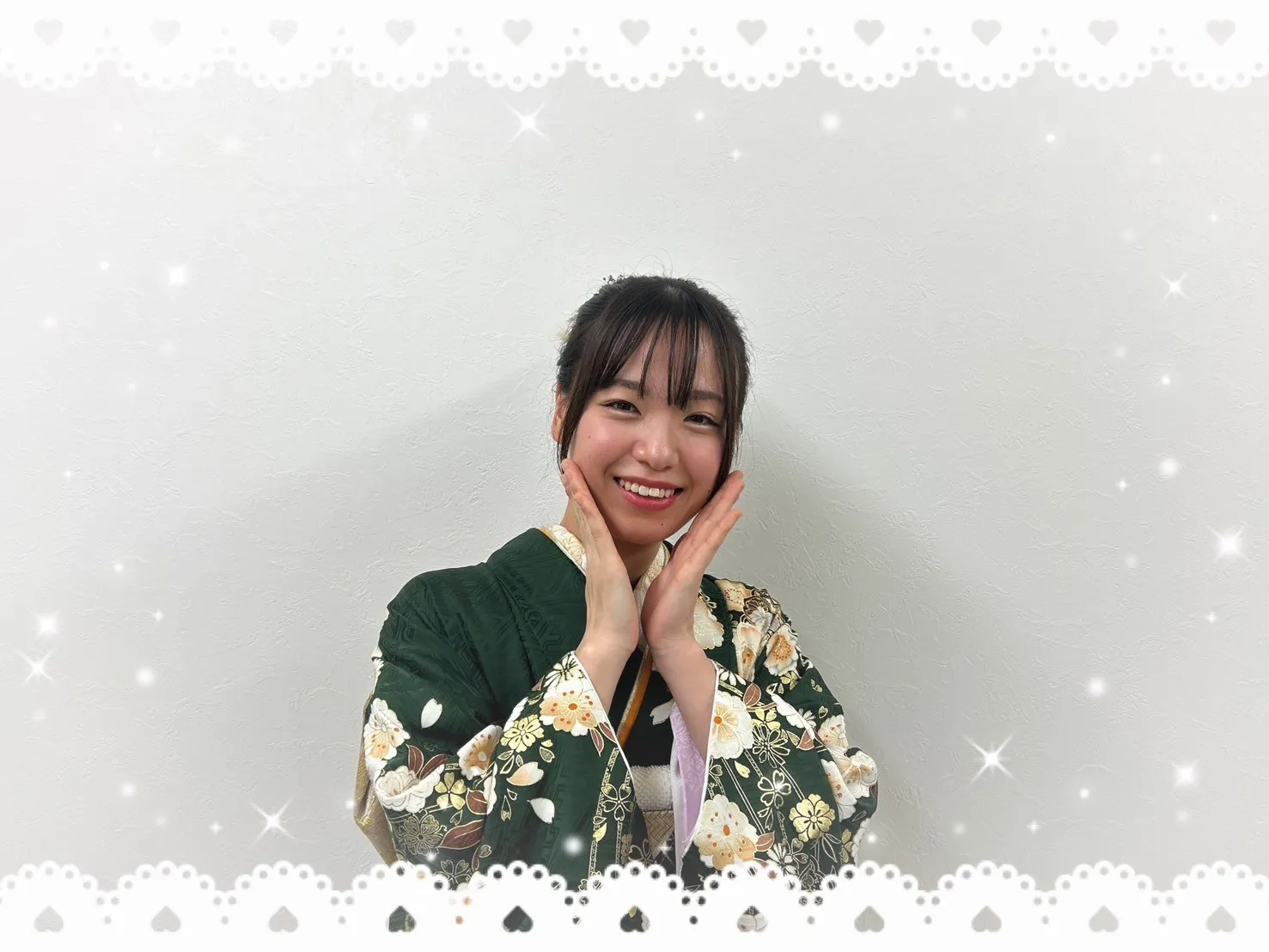 成人式 振袖 前撮り撮影会可愛い 持ち込み 緑 古典 華やか 犬 綺麗