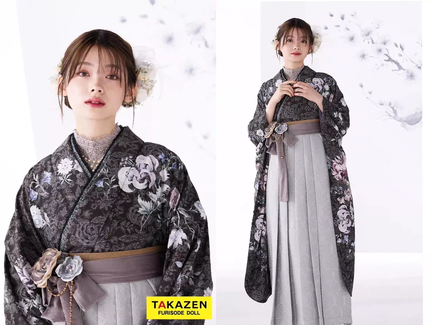 TAKAZEN神戸店 かわいい レンタル 袴 卒業式 くすみカラー ドレス袴