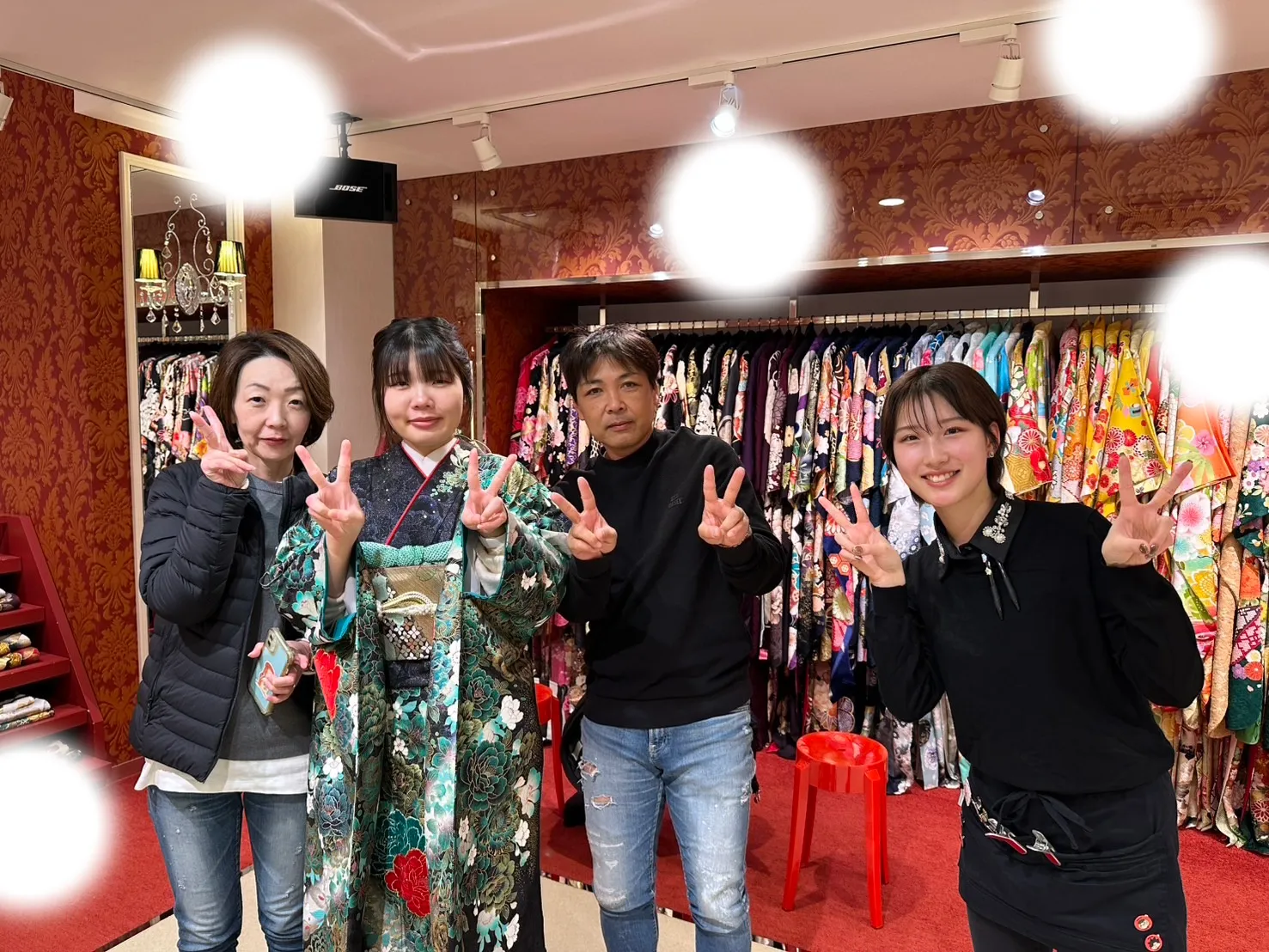 成人式　振袖　梅田　レンタル　モード　キラキラ　緑　人気