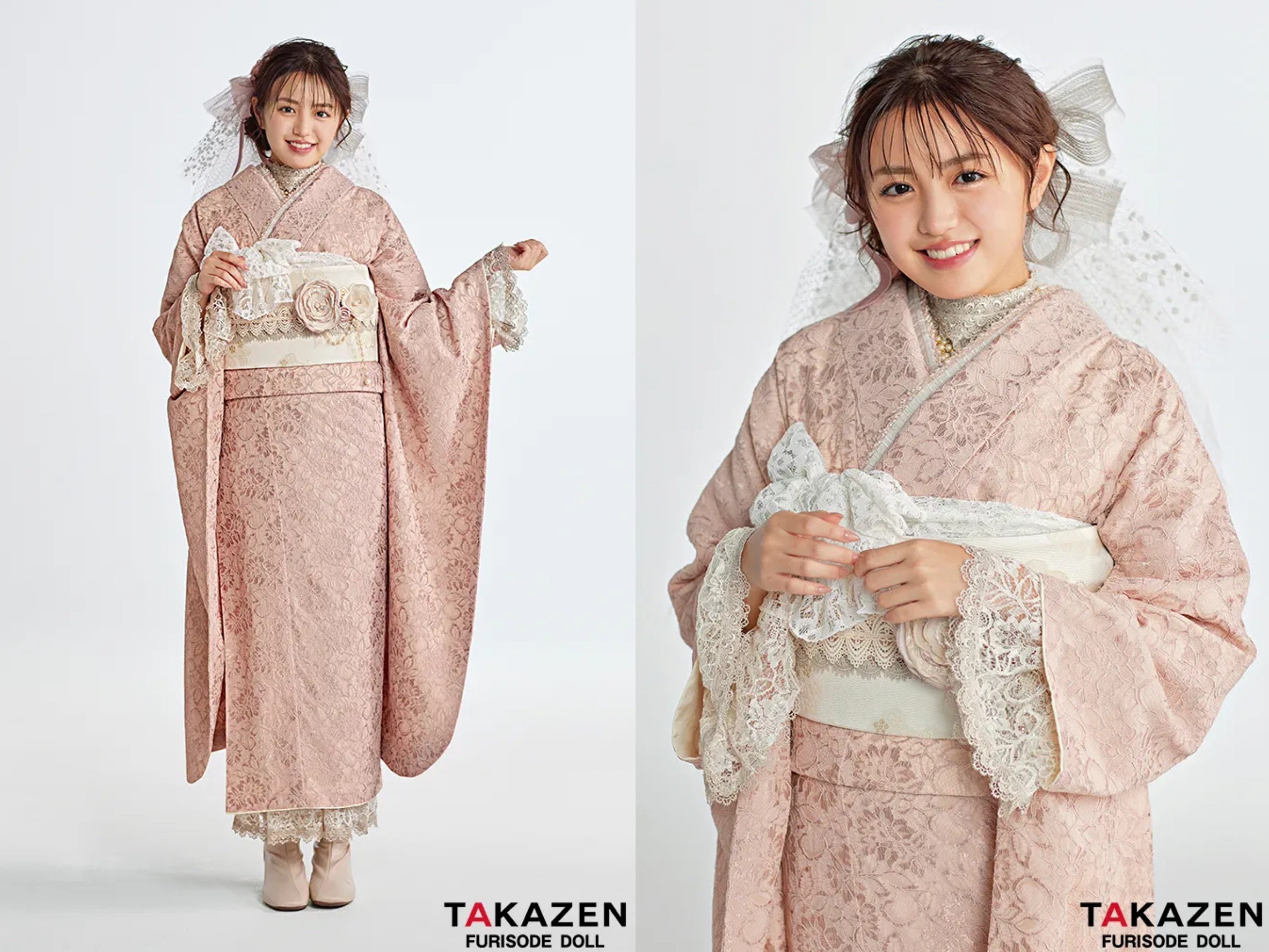 振袖　レンタル　奈良　振袖安い　くすみカラーガーリー　くすみピンク/淡い色　総レース　あざとかわいい　人気　レースインナー/ブーツスタイル　香音ちゃん