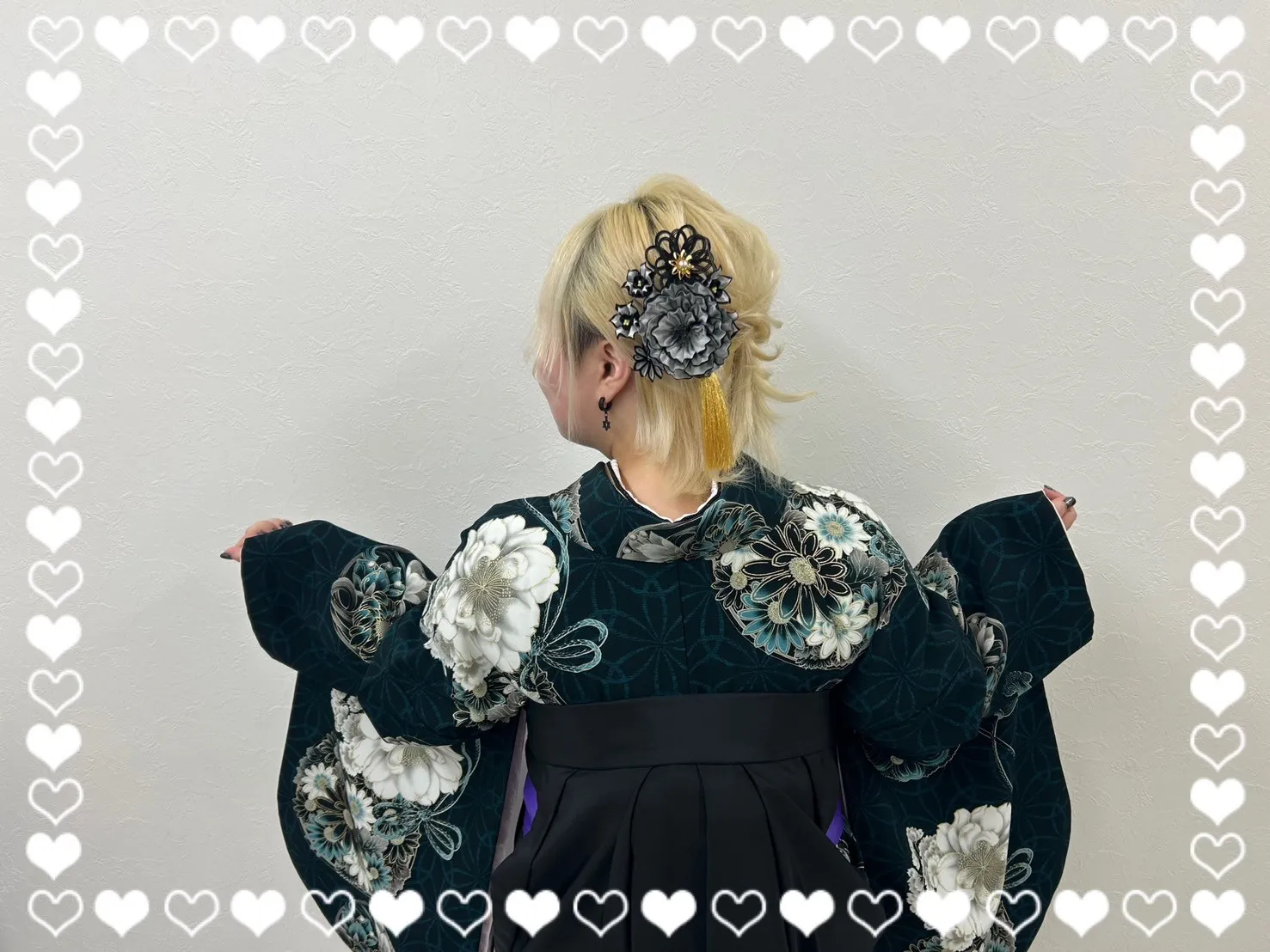 卒業式 袴 前撮り撮影会 JAPANSTYLE×中村里砂ブランド袴 ヴィンテージスタイル 緑 桜 和柄 かっこいい
