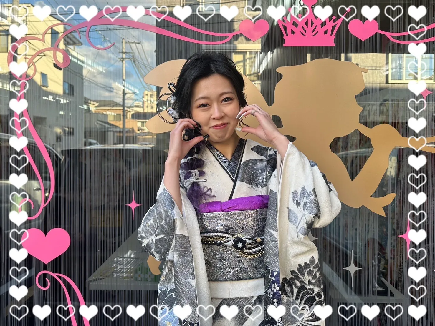 成人式 振袖 前撮り撮影会 奈良 モード 白/黒/シルバー(銀色) 牡丹柄 花魁風 渋い かっこいい系振袖 派手目立つ モノトーン クール系 ギャル