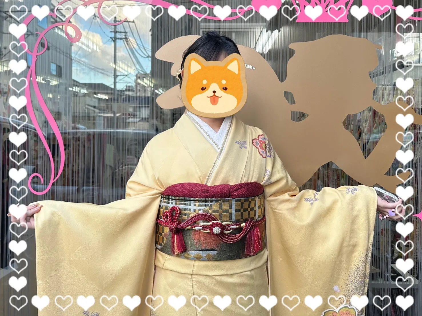 成人式 振袖 前撮り撮影会 奈良 持ち込み かわいい クリーム 綺麗 ママ振袖