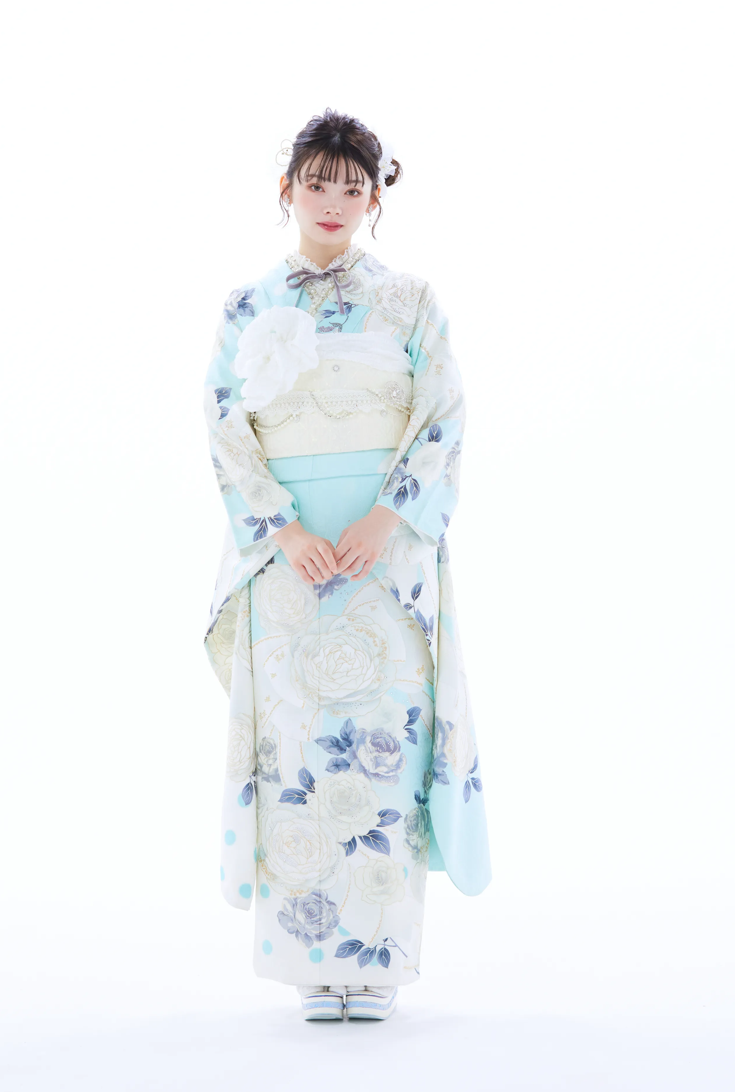 成人式振袖レンタル　ヘップバーン　かわいい　水色