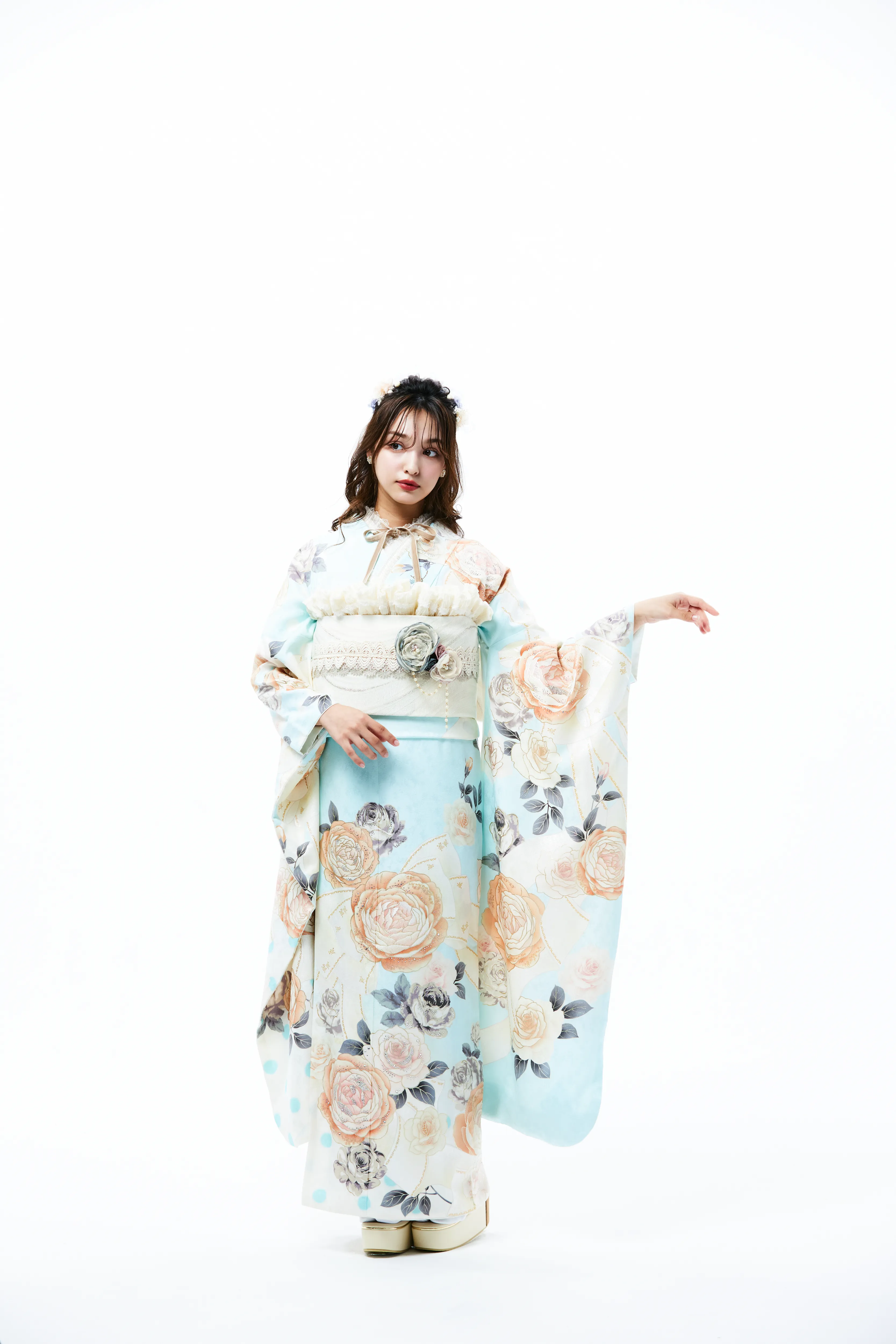 成人式振袖レンタル　かわいい　水色