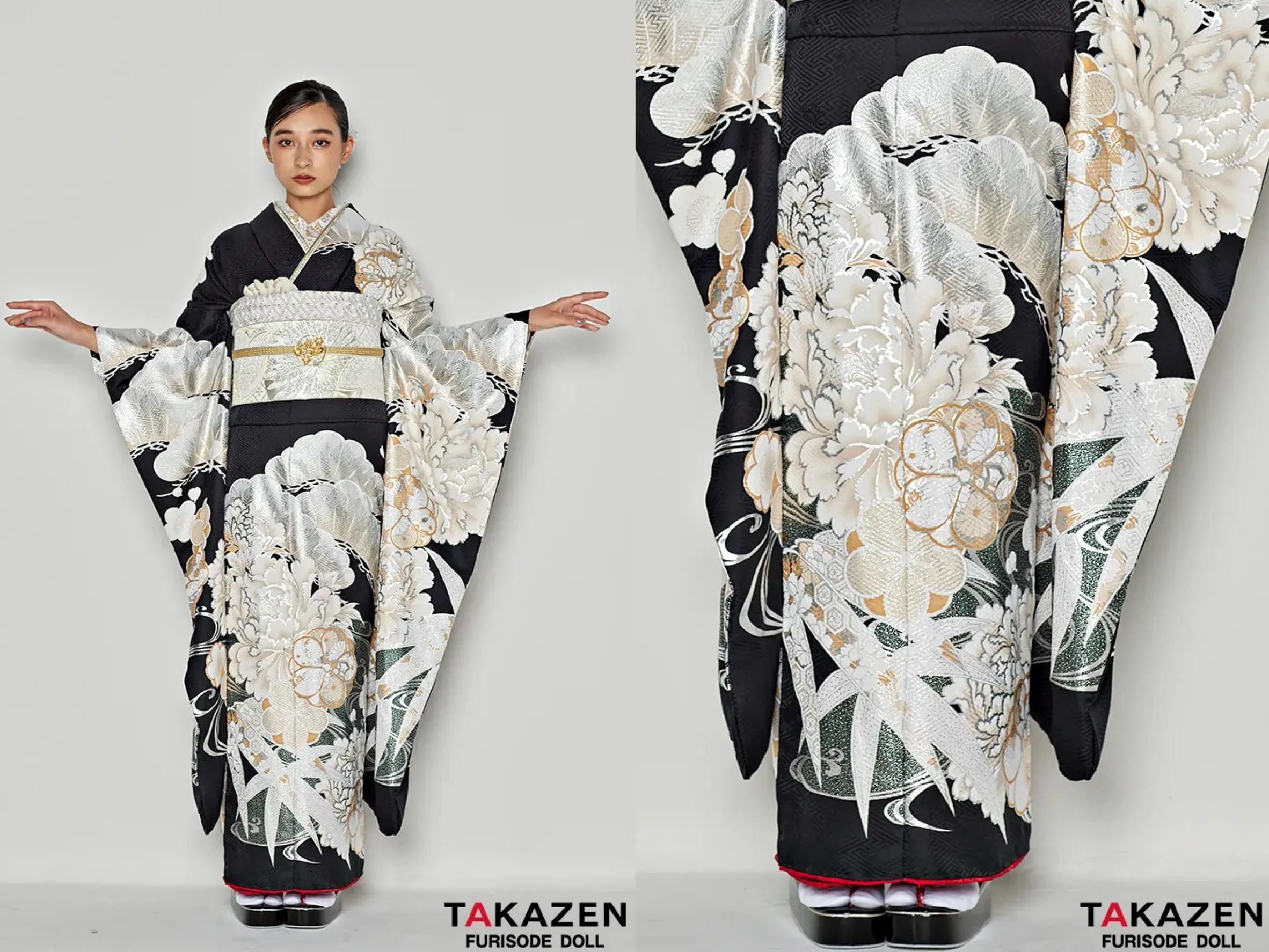 振袖 レンタル 奈良 帯 可愛い アレンジ 華やか 綺麗 ニュースタイルデビュー“ブラックレーベル” 白/ホワイト ジャガード生地/ケミカルレース ビジュー付き エレガント リボンアレンジ【通販可】25079 粋古典 黒/黒ベース 吉祥文様 大人っぽい 渋い かっこいい シック【通販可】25075