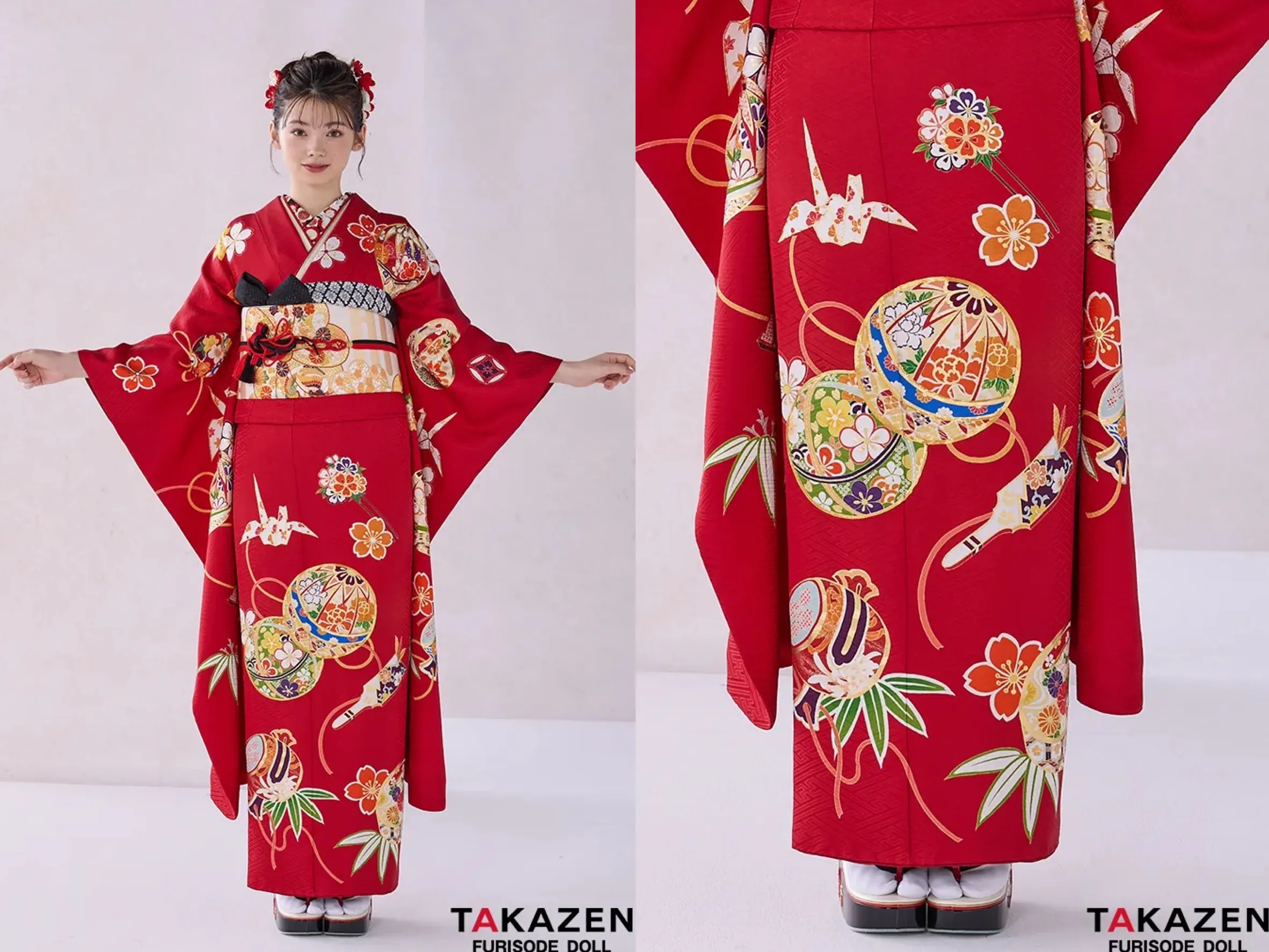 振袖 レンタル 奈良 正統派古典 赤/金色(ゴールド) 鞠柄/打出の小槌 シンプル かわいい 金駒繍京友禅 落ち着いた振袖 南琴奈