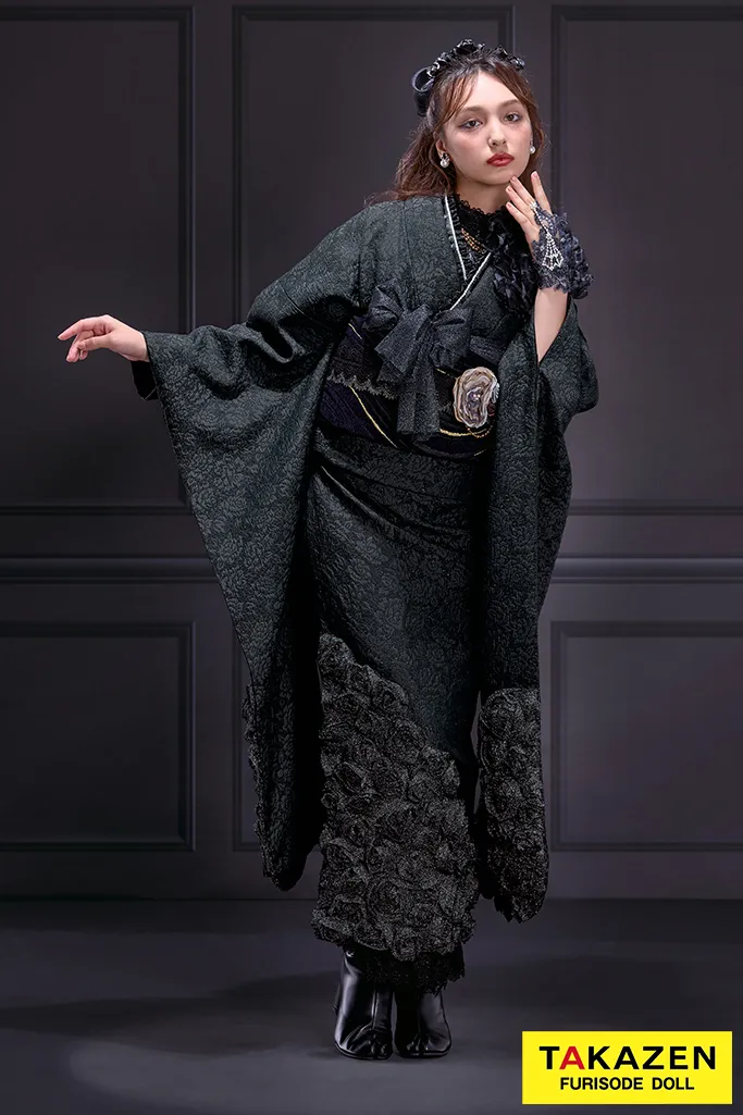 成人式振袖　黒　真っ黒