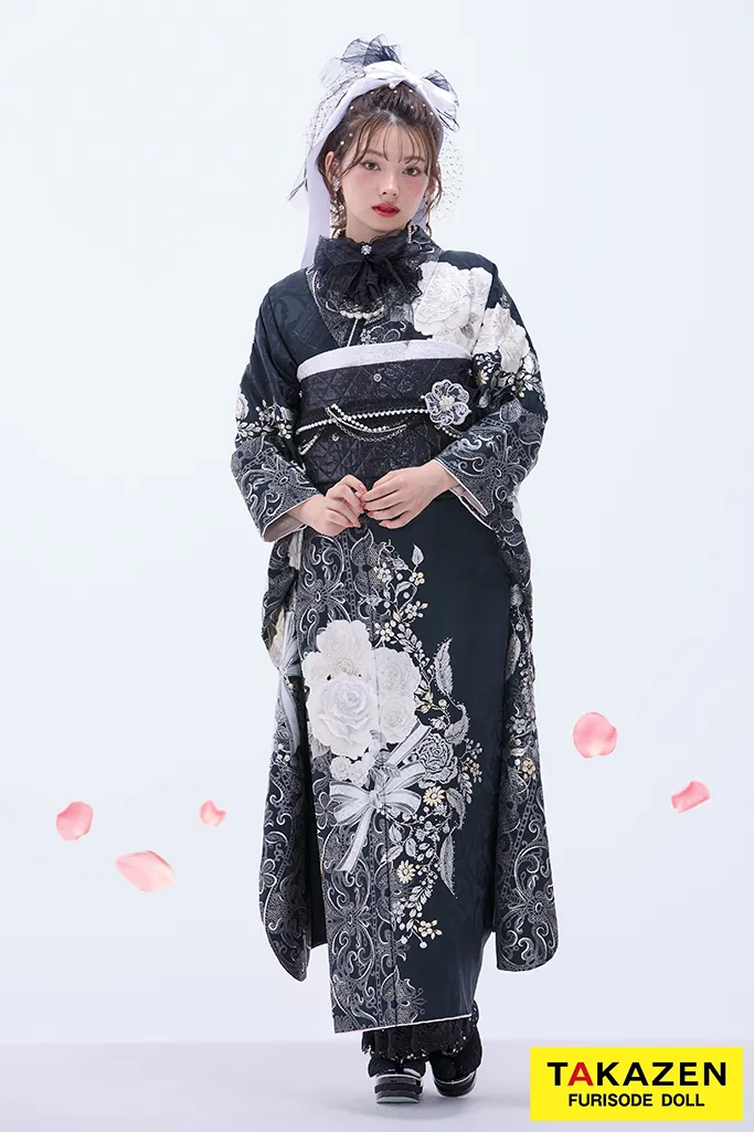 成人式振袖　スワロフスキー付き　黒
