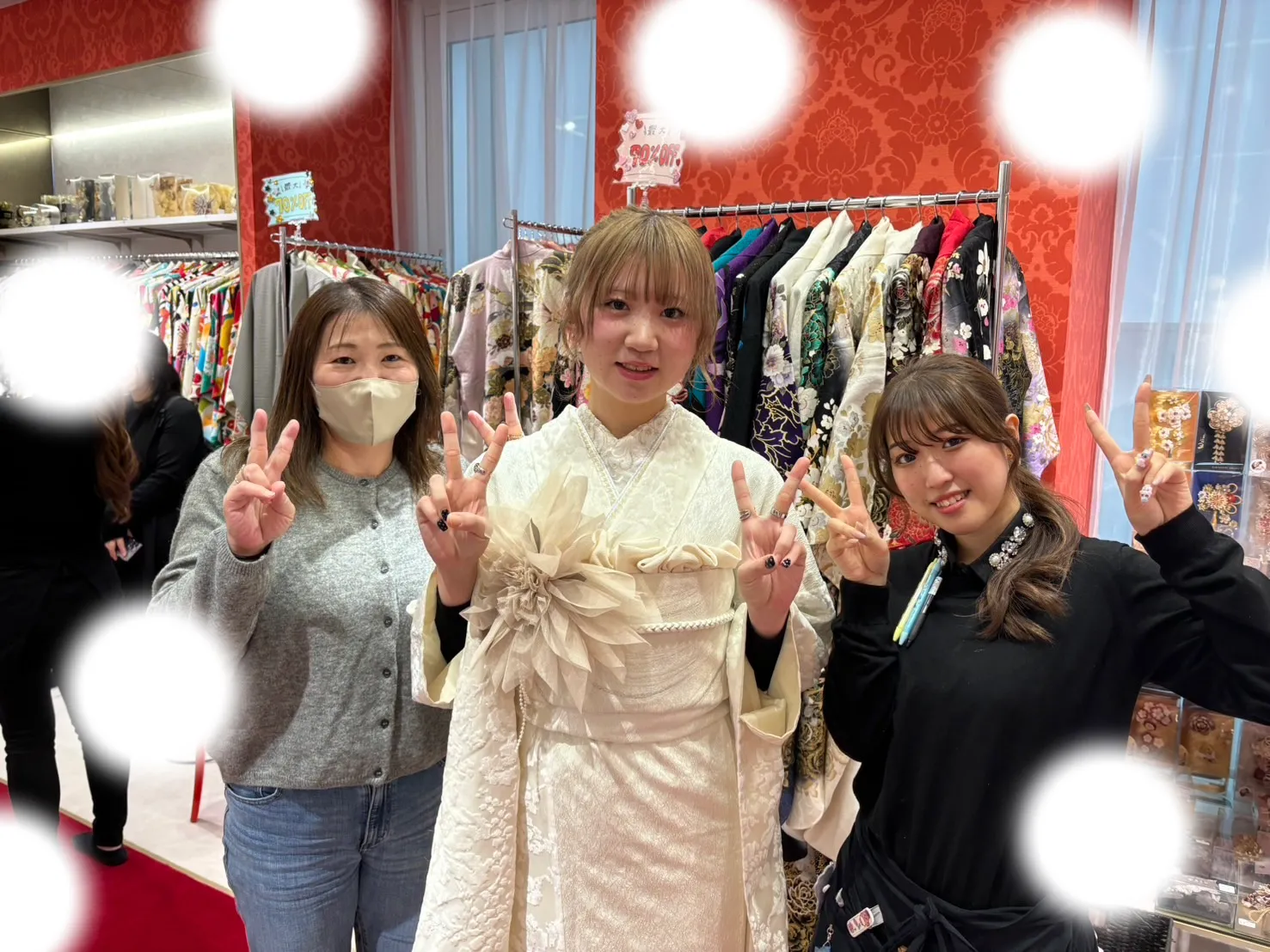 成人式　前撮り　梅田　白　振袖レンタル