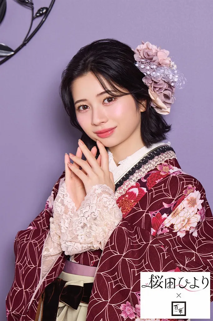 TAKAZENのレンタル袴 桜田ひより×志織ブランド袴　エンジ　七宝柄/古典柄　華やか　先生におすすめ　上品【通販可】R26015