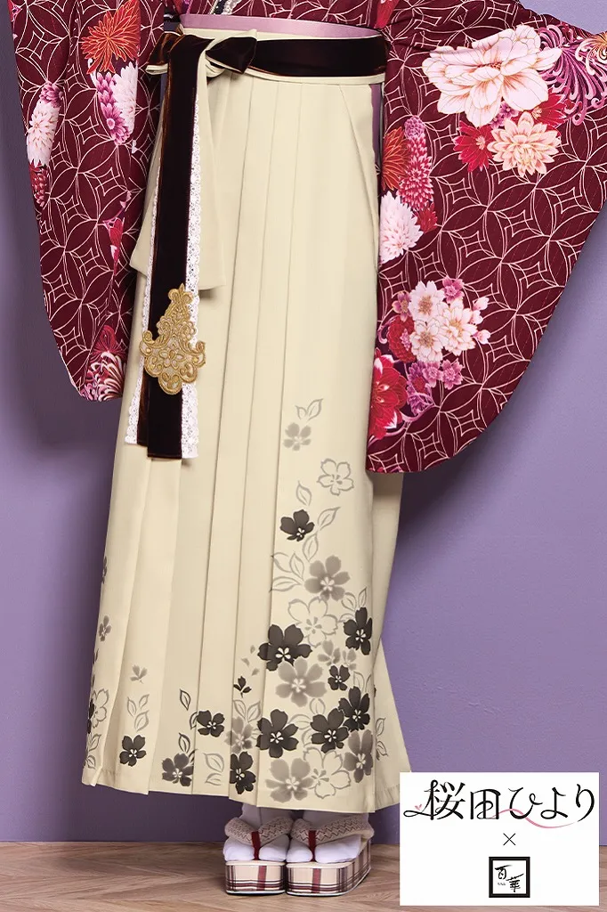 TAKAZENのレンタル袴 桜田ひより×志織ブランド袴　エンジ　七宝柄/古典柄　華やか　先生におすすめ　上品【通販可】R26015