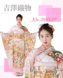 プレミアム古典 吉澤織物/最高級金彩手描友禅 白ピンク かわいい 吉祥の晴れ着 田中優子の世界 藤岡舞衣【通販可】26027