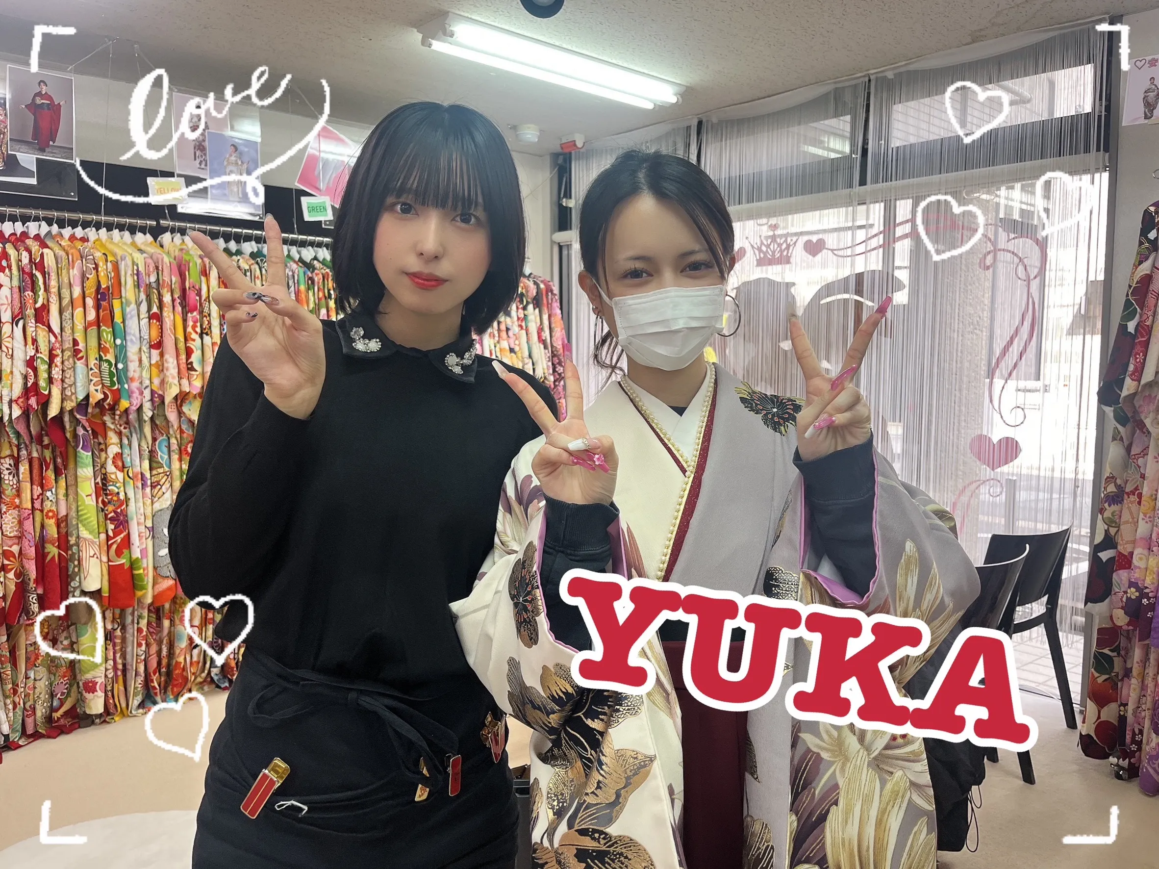 奈良　袴　レンタル　くすみカラー古典　紫/白/ダスティーカラー　大柄　バイカラー　かっこいい　上品　和風