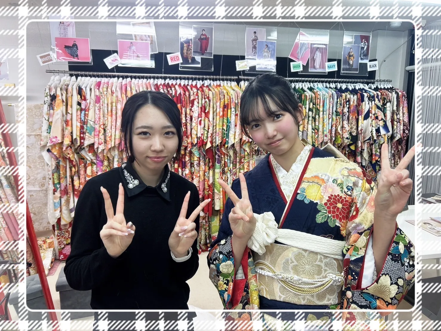 奈良振袖レンタル 紺 古典 かわいい 綺麗 成人式