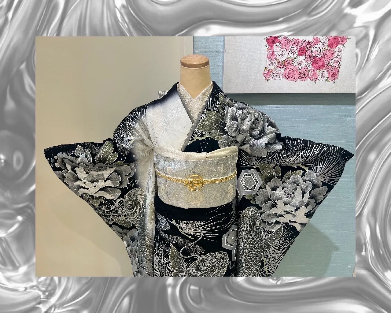 シルバー　振袖　レンタル　鯉