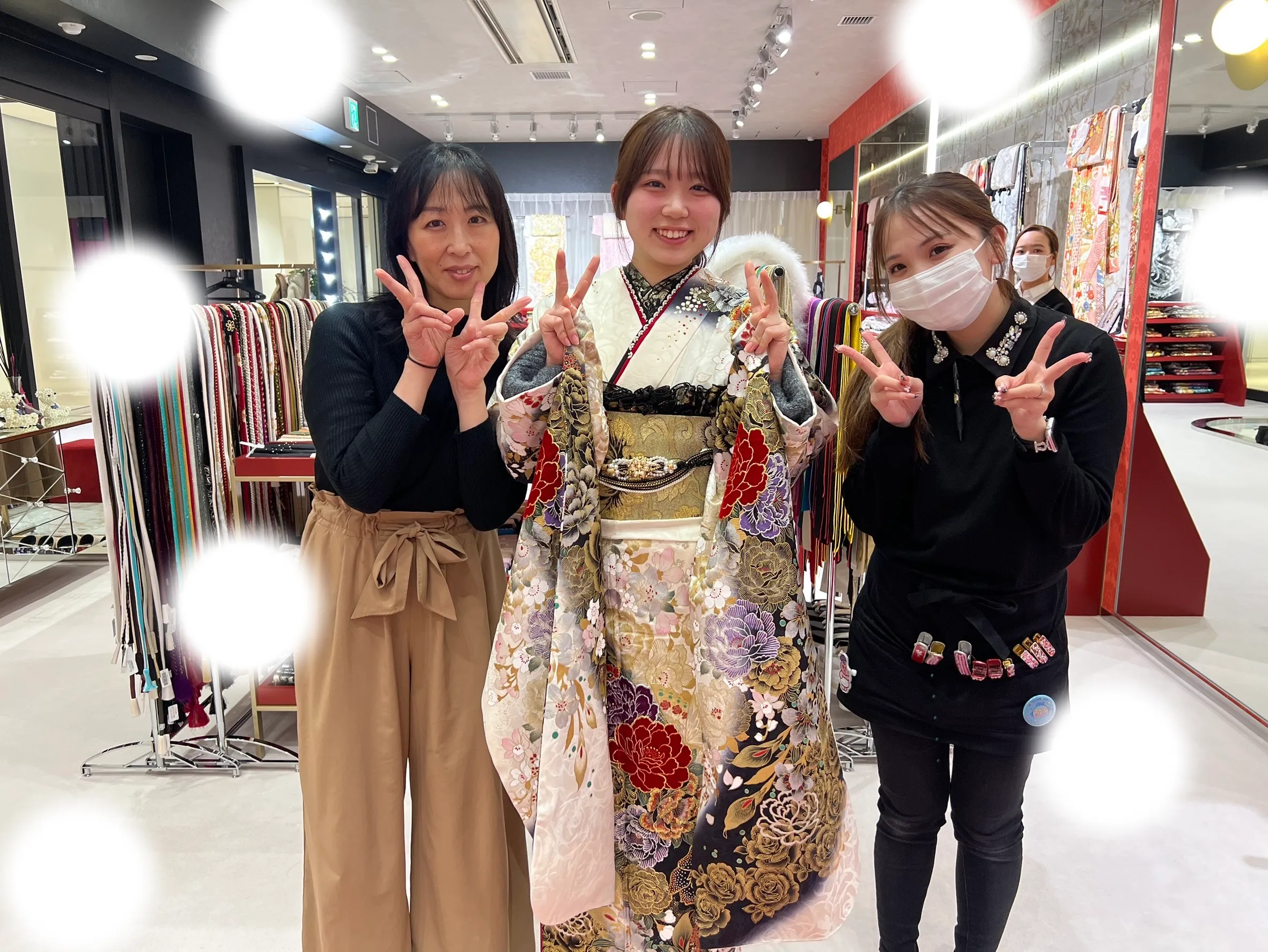 成人式　前撮り　梅田　振袖レンタル　モード　キラキラ　派手