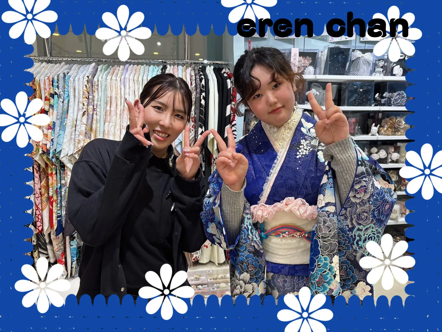 TAKAZEN　タカゼン　takazen堺店　貝塚市エリア　成人式振袖レンタル　キラキラ　桂由美デザイン振袖　青振袖　可愛い