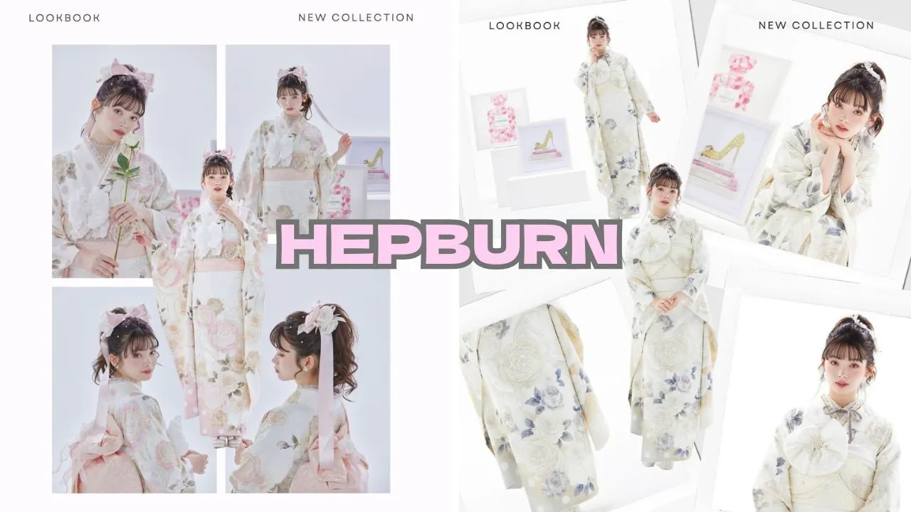 ヘップバーンシリーズで大人気の かわいいリボン×バラのお振袖🎀