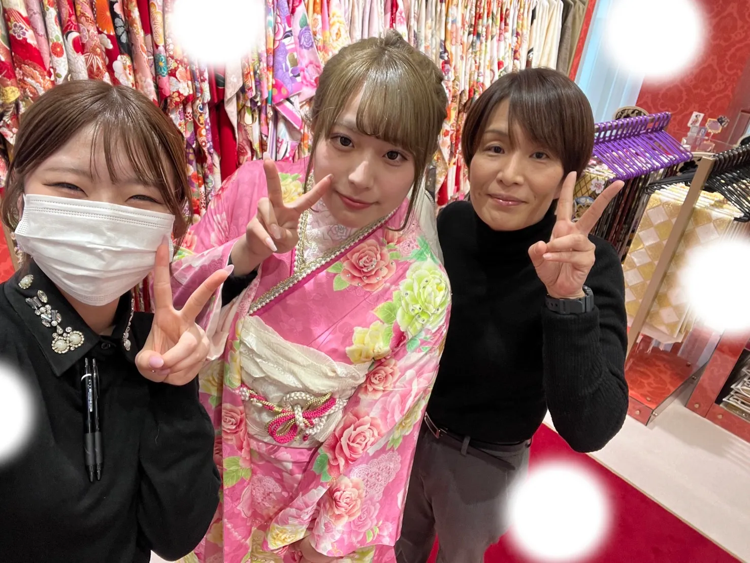 成人式　前撮り　梅田　振袖レンタル　かわいい　ピンク