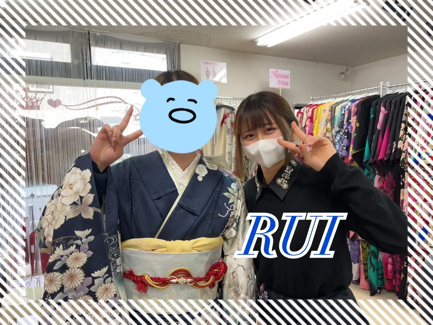 奈良 振袖レンタル 紺 古典 綺麗 かわいい