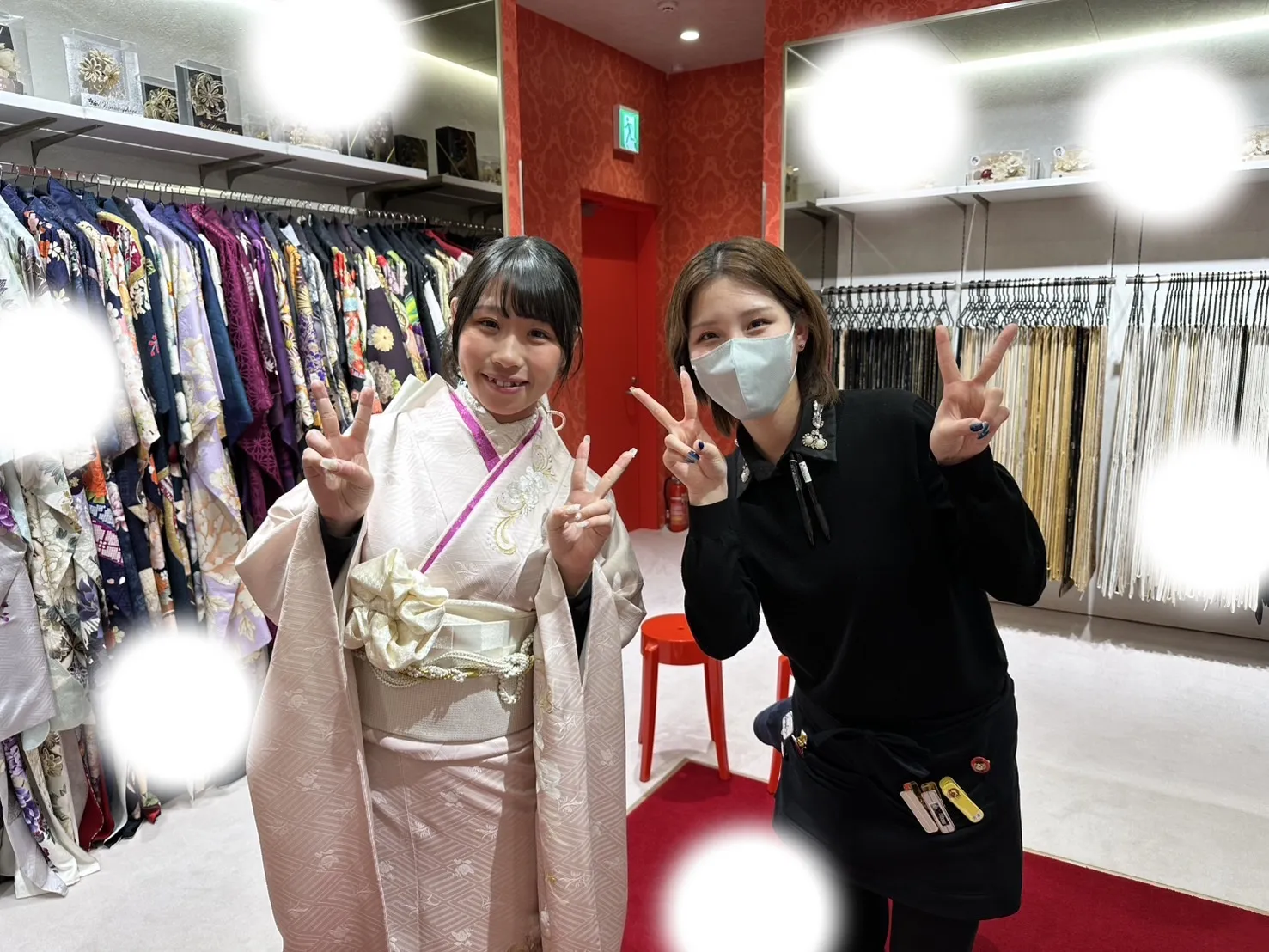 成人式　前撮り　梅田　振袖レンタル　ピンク　かわいい　くすみ