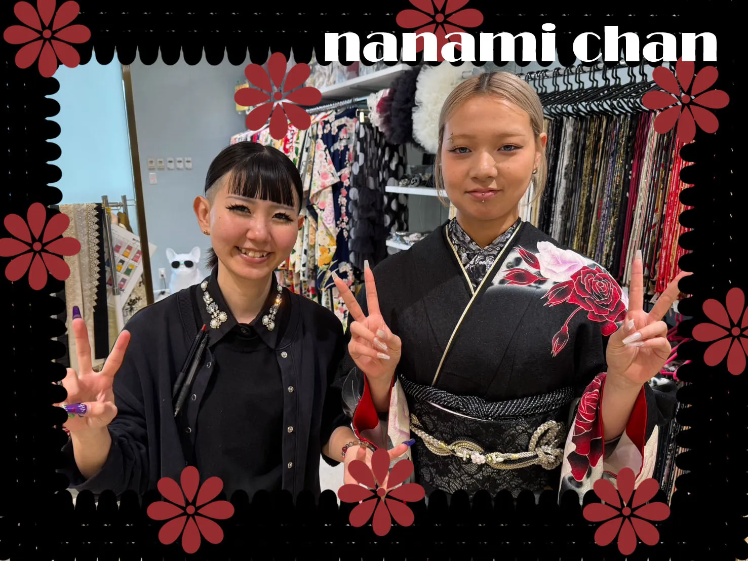 TAKAZEN　タカゼン　takazen堺店　成人式振袖レンタル　ギャル　レオパード柄　バラ　黒振袖　カワイイ