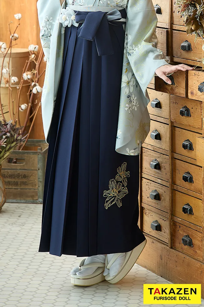 TAKAZENのレンタル袴 くすみカラーガーリー　水色/くすみ系　イマドキ　かわいい　清楚　綺麗系【通販可】R26030