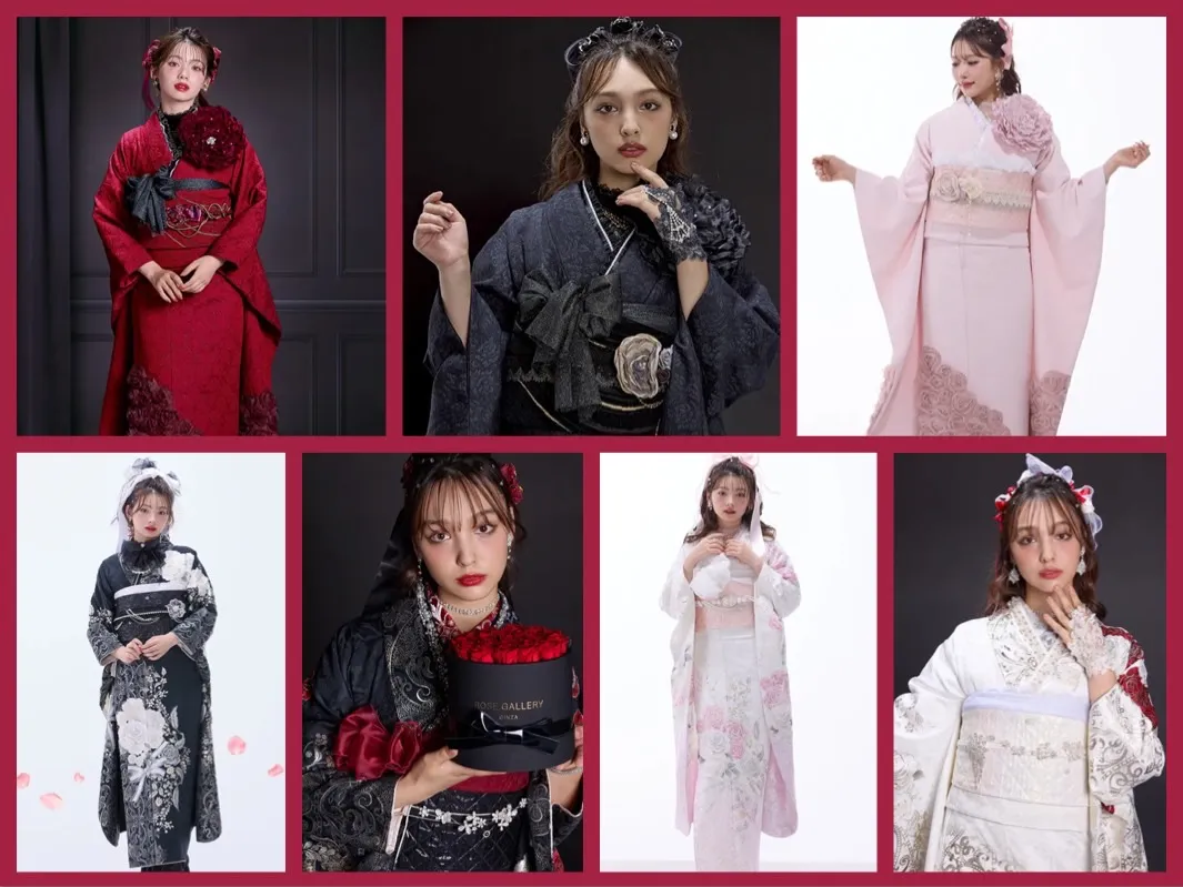 成人式　振袖レンタル　大阪　堺　TAKAZENオリジナル　キラキラ　バラ　ROSE