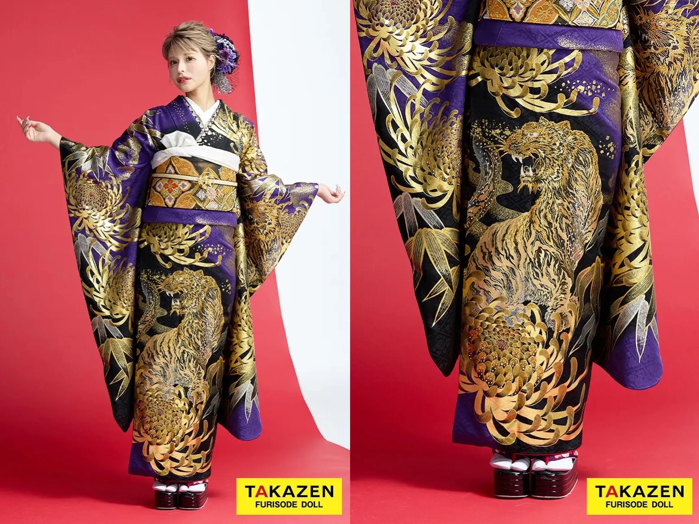 振袖　レンタル　奈良　振袖安い　最新作ヘップバーンコスメカラー　白/紫/淡い色　薔薇柄　キラキラ　スワロフスキー/パール付き　エレガント　かわいい　キルティング帯　香音【通販可】26004　ジャパンモード　紫/ゴールド(金色)　本家虎柄　一番目立つ　ギャル振袖　ド派手　渋い　キラキラスワロフスキー付き　花魁風　今井アンジェリカ【通販可】22040
