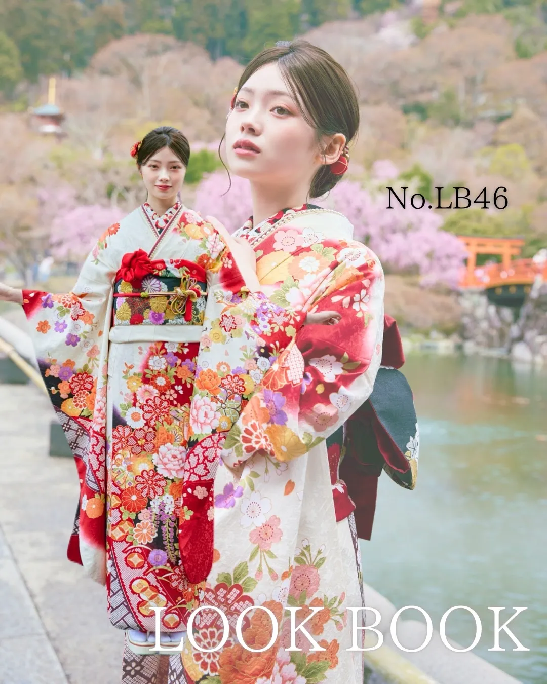 TAKAZEN　奈良　橿原　振袖　成人式　レンタル　古典柄　古典振袖　勝尾寺　王道　かわいい　はんなり　くすみ　綺麗　上品　南琴奈　ルックブック　赤色振袖